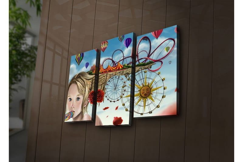 Dekorativ Canvasmålning LED-belysning 3 Delar - Flerfärgad - Inredning & dekor - Tavlor & konst - Canvastavla