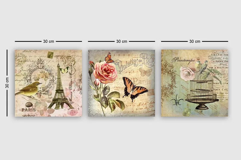 Dekorativ Canvastavla 3-Delar 30x30 cm - Flerfärgad - Inredning & dekor - Tavlor & konst - Canvastavla