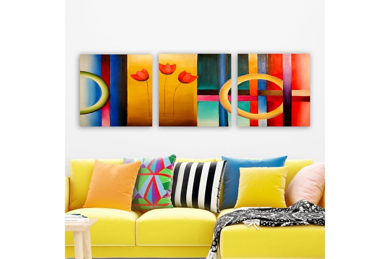 DEKORATIV CANVASTAVLA 3-Delar 30x30 cm Flerfärgad - Inredning & dekor - Tavlor & konst - Canvastavla