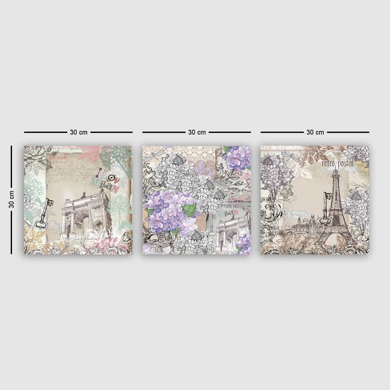 DEKORATIV CANVASTAVLA 3-Delar 30x30 cm Flerfärgad - Inredning & dekor - Tavlor & konst - Canvastavla