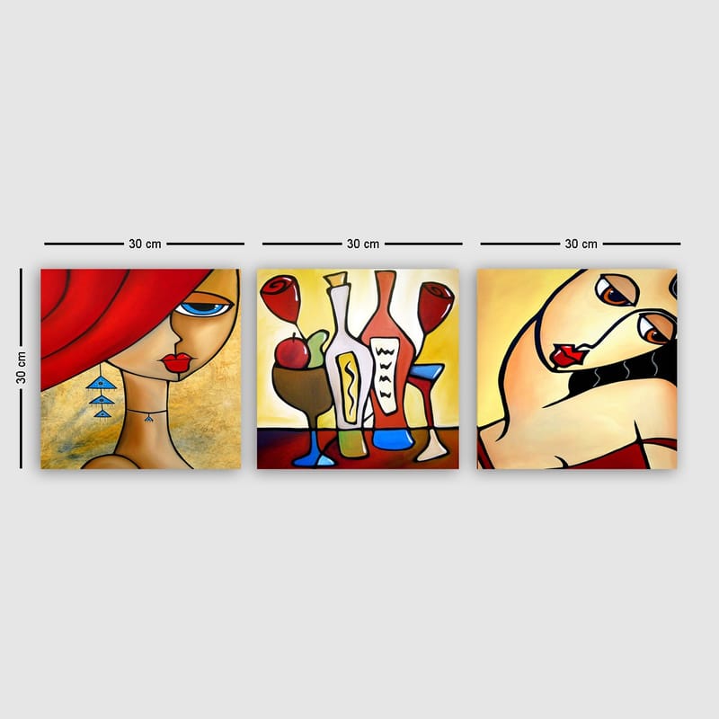 DEKORATIV CANVASTAVLA 3-Delar 30x30 cm Flerfärgad - Inredning & dekor - Tavlor & konst - Canvastavla