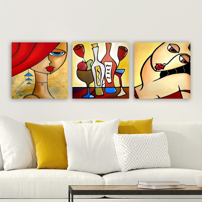 DEKORATIV CANVASTAVLA 3-Delar 30x30 cm Flerfärgad - Inredning & dekor - Tavlor & konst - Canvastavla