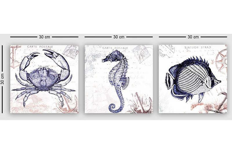 DEKORATIV CANVASTAVLA 3-Delar 30x30 cm Flerfärgad - Inredning & dekor - Tavlor & konst - Canvastavla