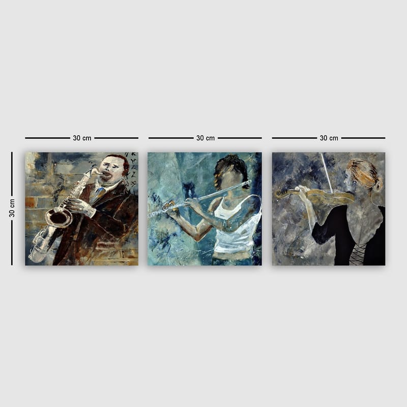 DEKORATIV CANVASTAVLA 3-Delar 30x30 cm Flerfärgad - Inredning & dekor - Tavlor & konst - Canvastavla