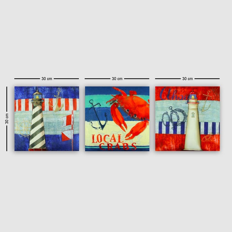 DEKORATIV CANVASTAVLA 3-Delar 30x30 cm Flerfärgad - Inredning & dekor - Tavlor & konst - Canvastavla