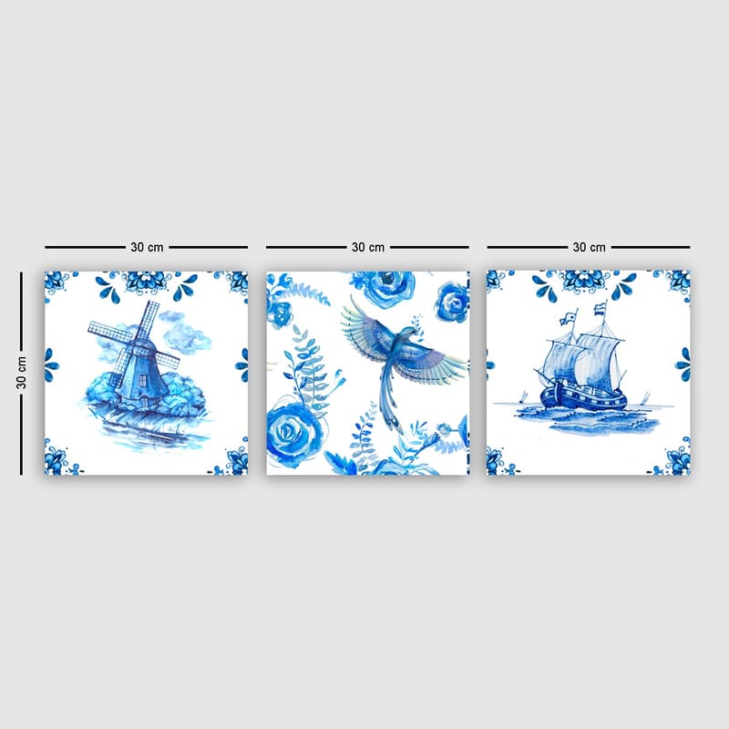 DEKORATIV CANVASTAVLA 3-Delar 30x30 cm Flerfärgad - Inredning & dekor - Tavlor & konst - Canvastavla