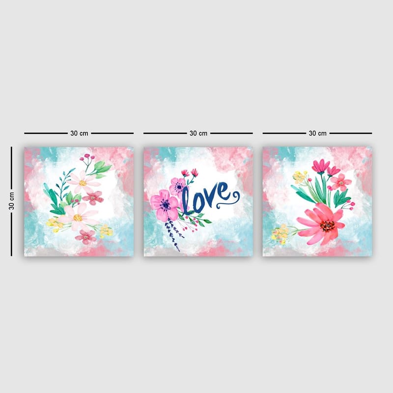 Dekorativ Canvastavla 3-Delar 30x30 cm, Flerfärgad