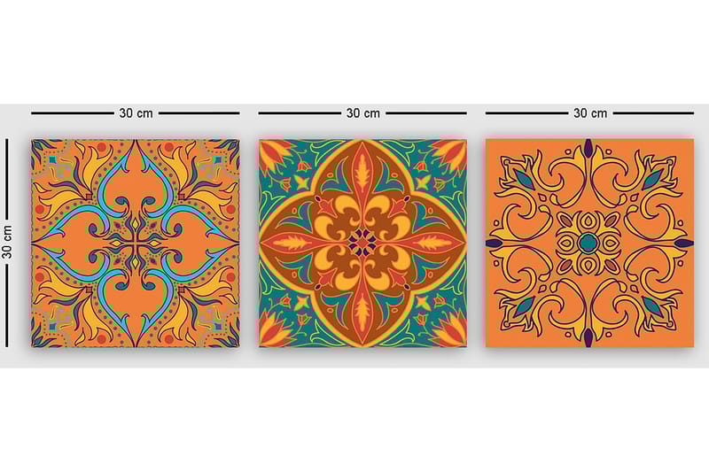 Dekorativ Canvastavla 3-Delar 30x30 cm - Flerfärgad - Inredning & dekor - Tavlor & konst - Canvastavla