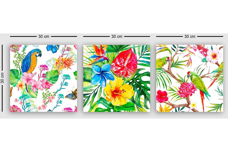 Dekorativ Canvastavla 3-Delar 30x30 cm - Flerfärgad - Inredning & dekor - Tavlor & konst - Canvastavla