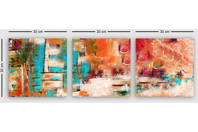 Dekorativ Canvastavla 3-Delar 30x30 cm - Flerfärgad - Inredning & dekor - Tavlor & konst - Canvastavla
