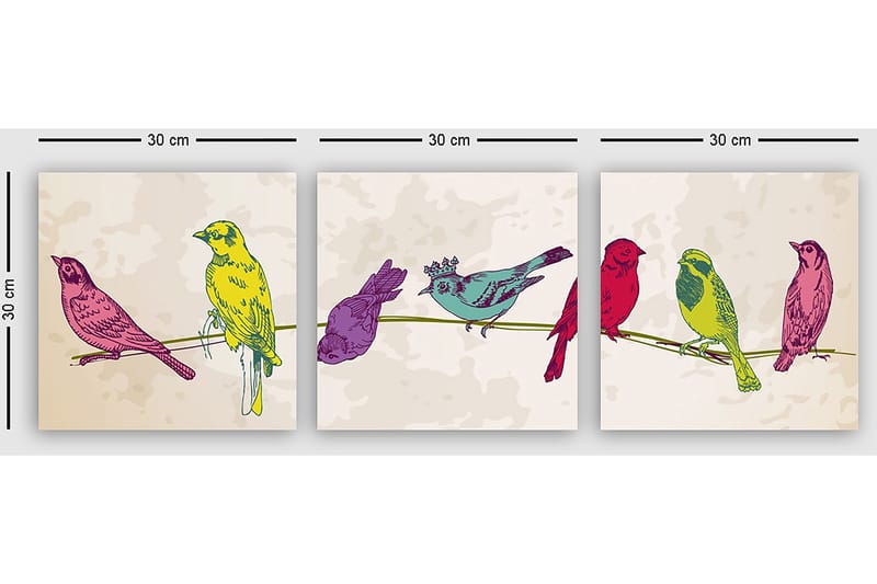 Dekorativ Canvastavla 3-Delar 30x30 cm - Flerfärgad - Inredning & dekor - Tavlor & konst - Canvastavla