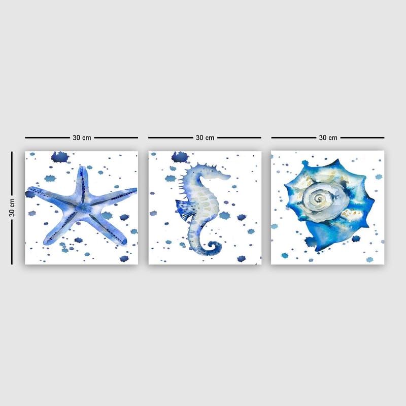 Dekorativ Canvastavla 3-Delar 30x30 cm, Flerfärgad