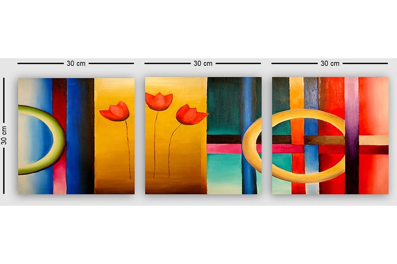 Dekorativ Canvastavla 3-Delar 30x30 cm - Flerfärgad - Inredning & dekor - Tavlor & konst - Canvastavla