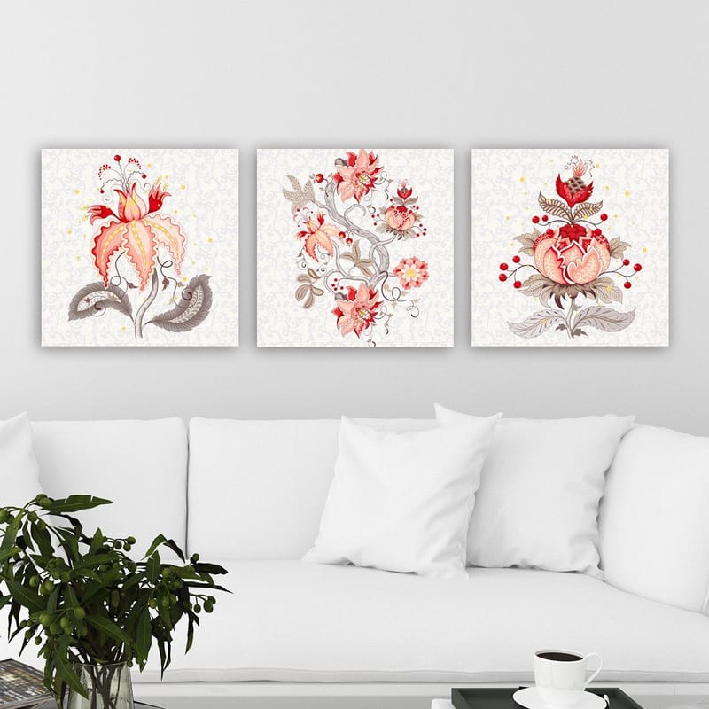 Dekorativ Canvastavla 3-Delar 30x30 cm, Flerfärgad