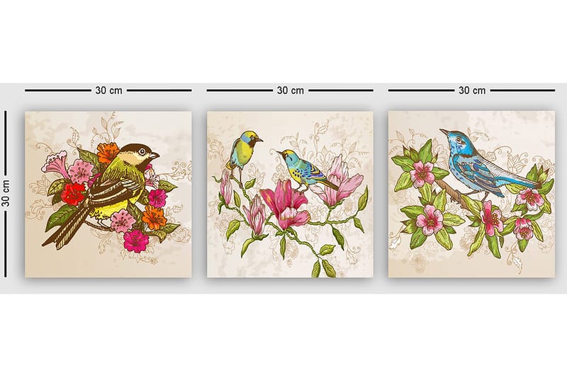 Dekorativ Canvastavla 3-Delar 30x30 cm - Flerfärgad - Inredning & dekor - Tavlor & konst - Canvastavla