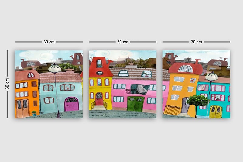 Dekorativ Canvastavla 3-Delar 30x30 cm - Flerfärgad - Inredning & dekor - Tavlor & konst - Canvastavla