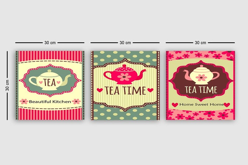 Dekorativ Canvastavla 3-Delar 30x30 cm - Flerfärgad - Inredning & dekor - Tavlor & konst - Canvastavla