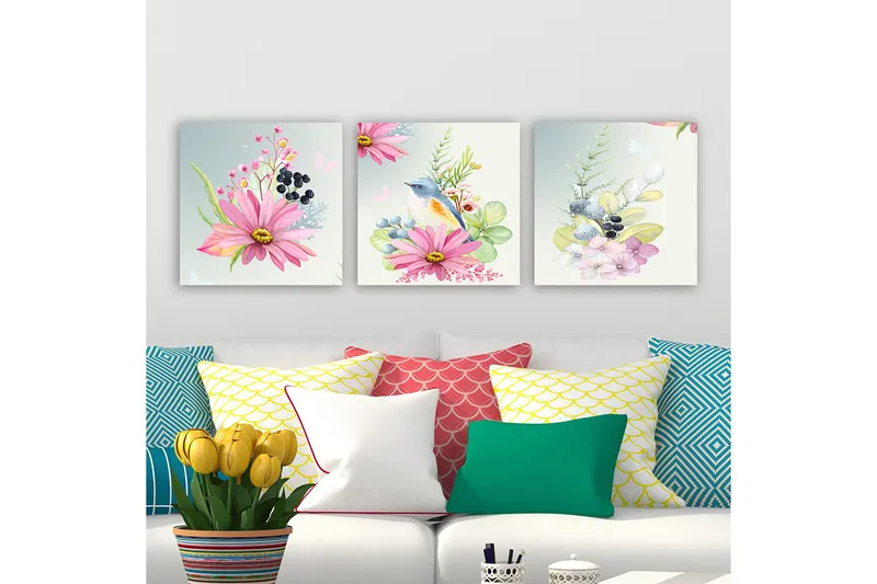 Dekorativ Canvastavla 3-Delar 30x30 cm, Flerfärgad