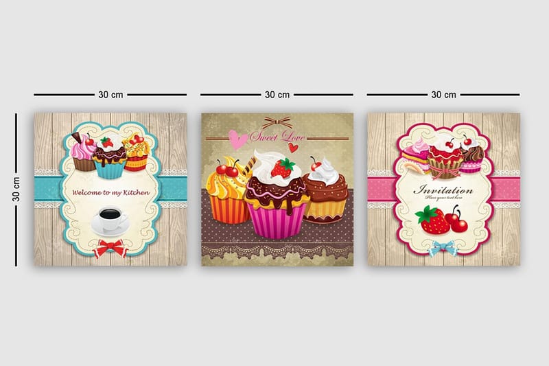 Dekorativ Canvastavla 3-Delar 30x30 cm - Flerfärgad - Inredning & dekor - Tavlor & konst - Canvastavla