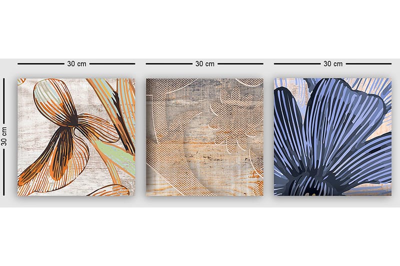 Dekorativ Canvastavla 3-Delar 30x30 cm - Flerfärgad - Inredning & dekor - Tavlor & konst - Canvastavla