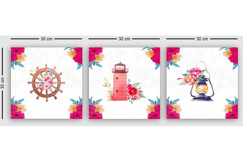Dekorativ Canvastavla 3-Delar 30x30 cm - Flerfärgad - Inredning & dekor - Tavlor & konst - Canvastavla