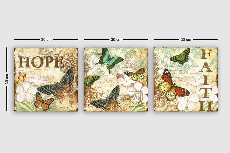 Dekorativ Canvastavla 3-Delar 30x30 cm - Flerfärgad - Inredning & dekor - Tavlor & konst - Canvastavla