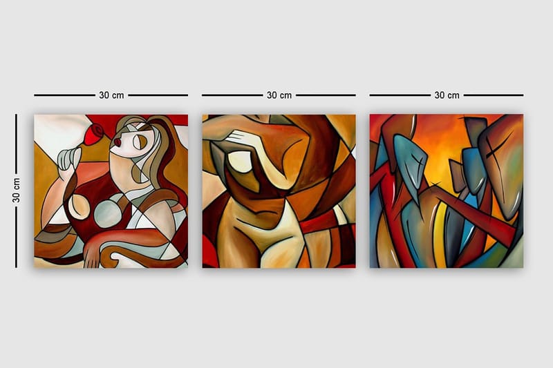 Dekorativ Canvastavla 3-Delar 30x30 cm - Flerfärgad - Inredning & dekor - Tavlor & konst - Canvastavla