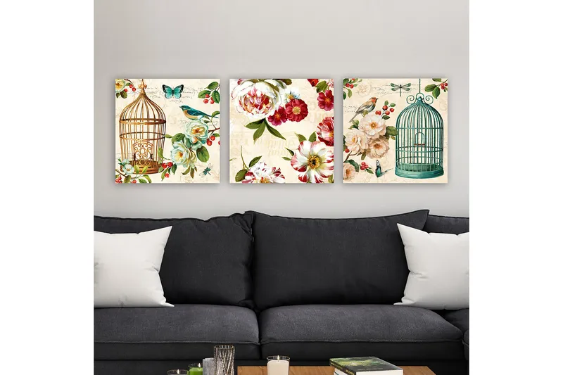 Dekorativ Canvastavla 3-Delar 30x30 cm, Flerfärgad