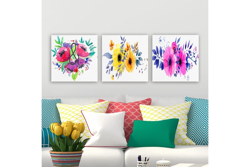 Dekorativ Canvastavla 3-Delar 30x30 cm - Flerfärgad - Inredning & dekor - Tavlor & konst - Canvastavla