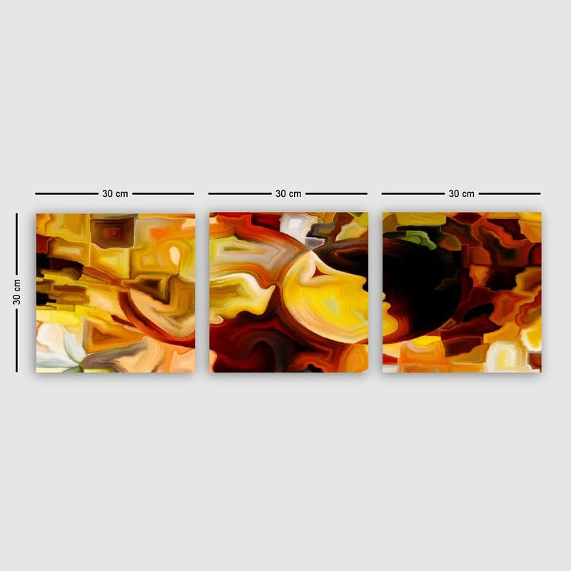 Dekorativ Canvastavla 3-Delar 30x30 cm, Flerfärgad