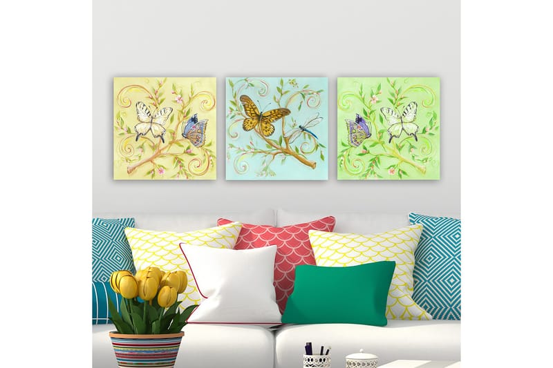 Dekorativ Canvastavla 3-Delar 30x30 cm, Flerfärgad