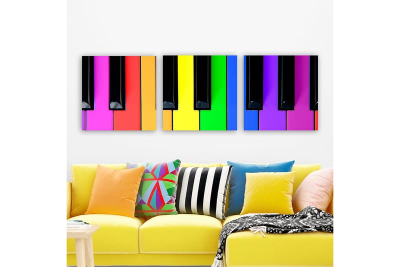 Dekorativ Canvastavla 3-Delar 30x30 cm, Flerfärgad