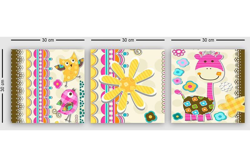 Dekorativ Canvastavla 3-Delar 30x30 cm - Flerfärgad - Inredning & dekor - Tavlor & konst - Canvastavla