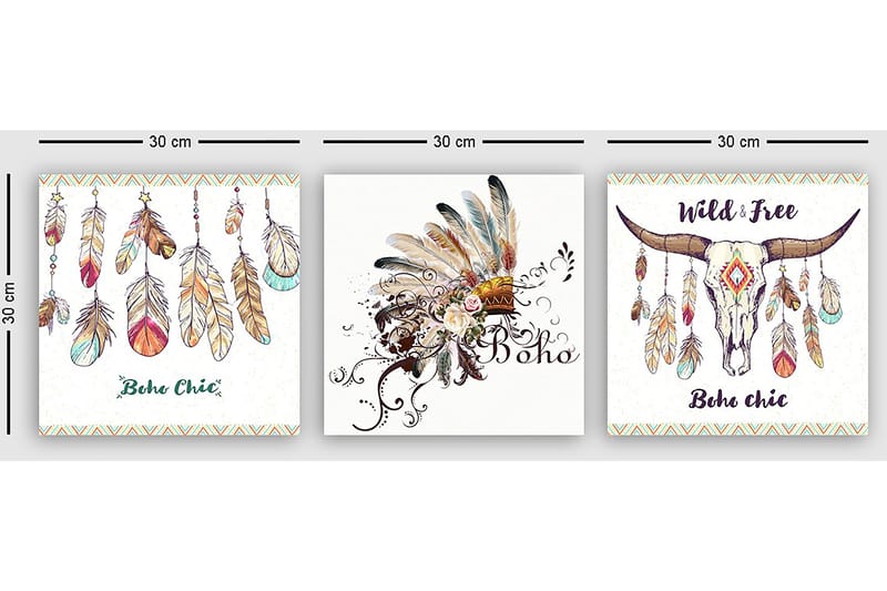 Dekorativ Canvastavla 3-Delar 30x30 cm - Flerfärgad - Inredning & dekor - Tavlor & konst - Canvastavla