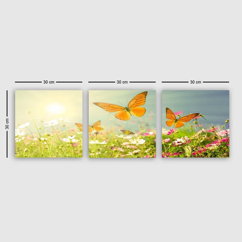 Dekorativ Canvastavla 3-Delar 30x30 cm, Flerfärgad