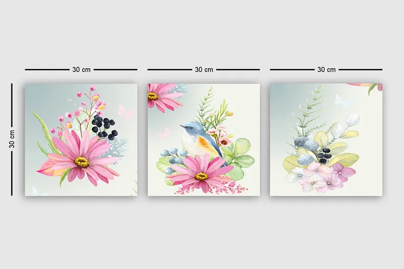 Dekorativ Canvastavla 3-Delar 30x30 cm - Flerfärgad - Inredning & dekor - Tavlor & konst - Canvastavla