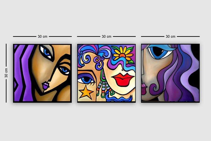 Dekorativ Canvastavla 3-Delar 30x30 cm - Flerfärgad - Inredning & dekor - Tavlor & konst - Canvastavla