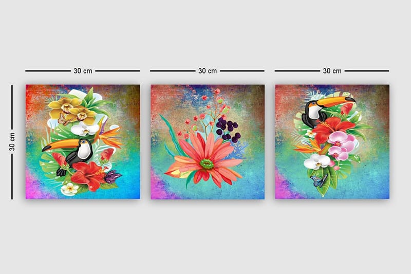 Dekorativ Canvastavla 3-Delar 30x30 cm - Flerfärgad - Inredning & dekor - Tavlor & konst - Canvastavla
