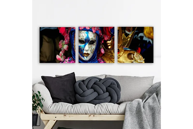 Dekorativ Canvastavla 3-Delar 30x30 cm, Flerfärgad