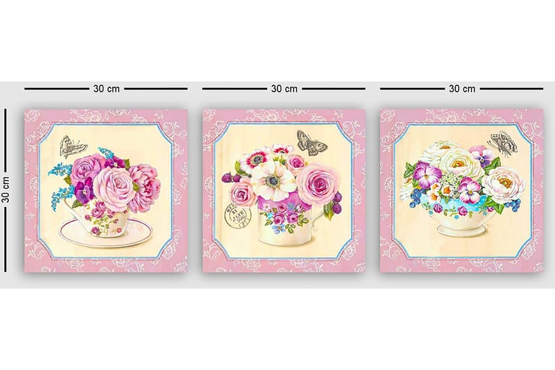 Dekorativ Canvastavla 3-Delar 30x30 cm - Flerfärgad - Inredning & dekor - Tavlor & konst - Canvastavla