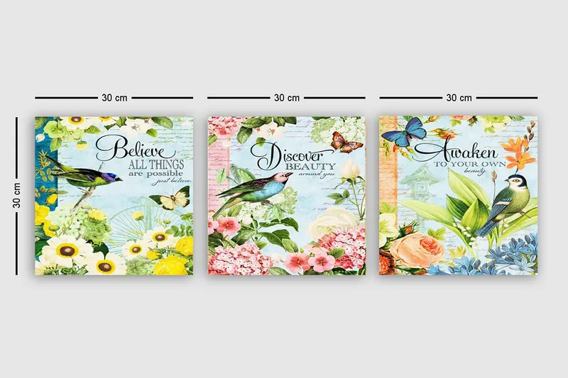 Dekorativ Canvastavla 3-Delar 30x30 cm - Flerfärgad - Inredning & dekor - Tavlor & konst - Canvastavla