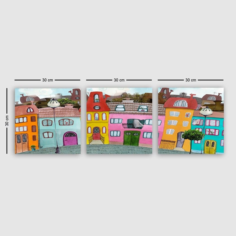 Dekorativ Canvastavla 3-Delar 30x30 cm - Flerfärgad - Inredning & dekor - Tavlor & konst - Canvastavla