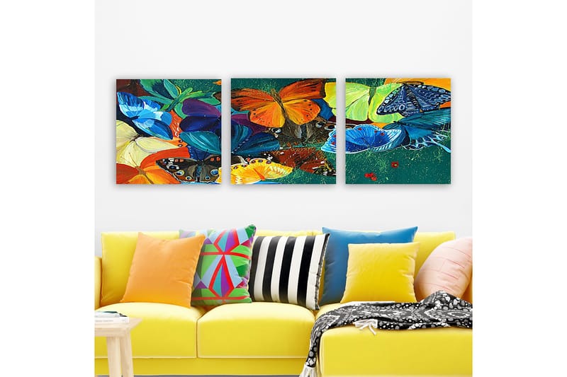 Dekorativ Canvastavla 3-Delar 30x30 cm, Flerfärgad