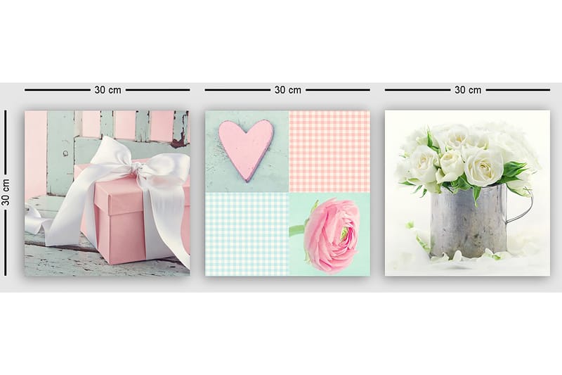 Dekorativ Canvastavla 3-Delar 30x30 cm - Flerfärgad - Inredning & dekor - Tavlor & konst - Canvastavla