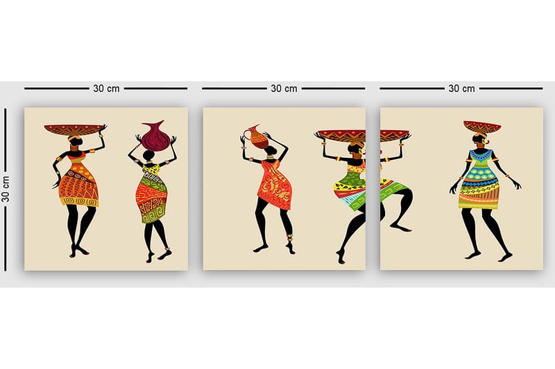 Dekorativ Canvastavla 3-Delar 30x30 cm - Flerfärgad - Inredning & dekor - Tavlor & konst - Canvastavla