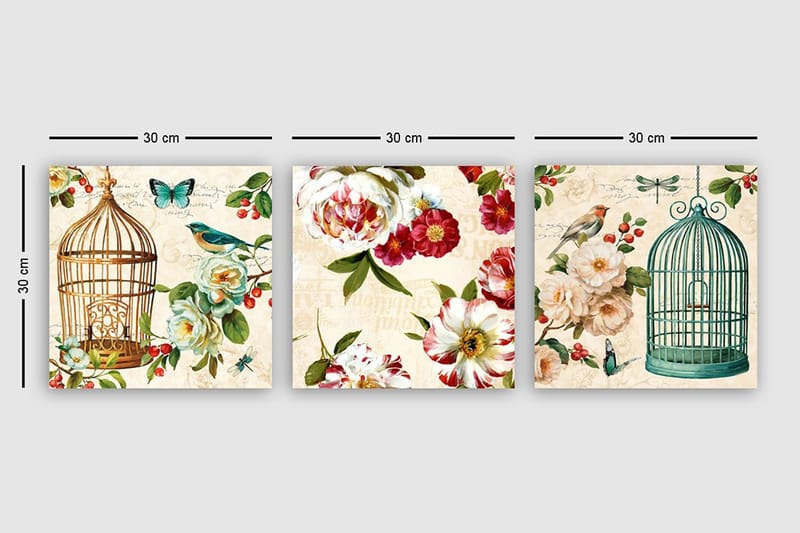 Dekorativ Canvastavla 3-Delar 30x30 cm - Flerfärgad - Inredning & dekor - Tavlor & konst - Canvastavla