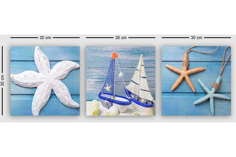 Dekorativ Canvastavla 3-Delar 30x30 cm - Flerfärgad - Inredning & dekor - Tavlor & konst - Canvastavla