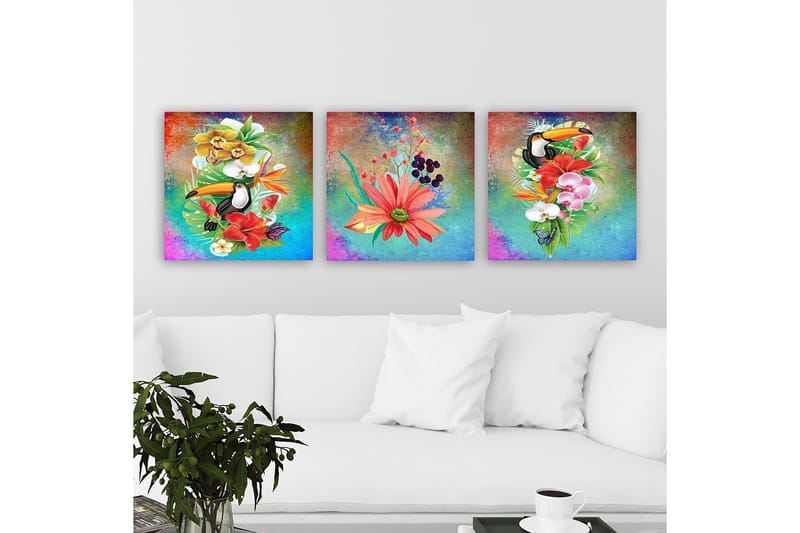 Dekorativ Canvastavla 3-Delar 30x30 cm, Flerfärgad
