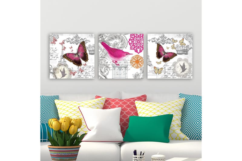 Dekorativ Canvastavla 3-Delar 30x30 cm, Flerfärgad