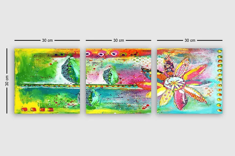 Dekorativ Canvastavla 3-Delar 30x30 cm - Flerfärgad - Inredning & dekor - Tavlor & konst - Canvastavla